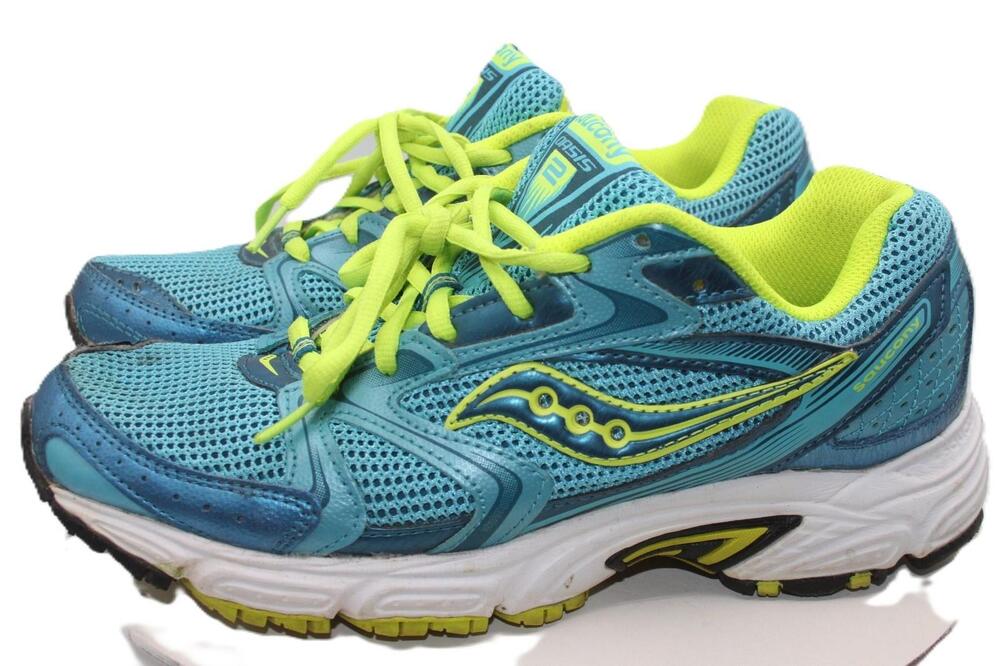 Saucony Oasis 2 Shoes Womens Size 9.5 Blue Yellow Mesh Running Athletic Sneakers